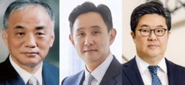 ▲(왼쪽부터)장형진 영풍그룹 회장, 최윤범 고려아연 회장, 김병주 MBK파트너스 회장