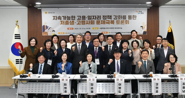 ▲서울시의회 저출생·고령사회 문제극복을 위한 특별위원회(이하 저출생·고령 특위)의 강석주 위원장(국민의힘)은 지난 21일 저출생·고령화 문제 극복을 위한 지속가능한 고용·일자리 정책을 주제로 토론회를 개최했다. ⓒ서울시의회