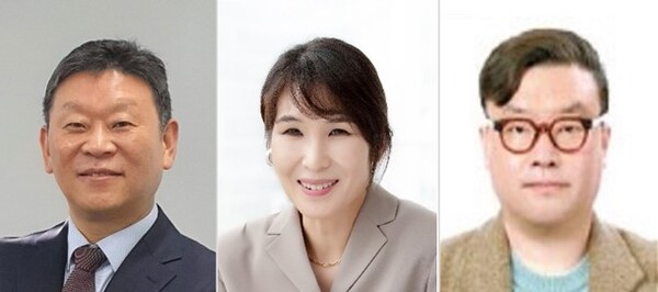 ▲왼쪽부터 안창용 KT 엔터프라이즈 부문장(부사장)∙김채희 미디어부문장(전무)∙정우진 전략 부문장. ⓒKT
