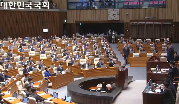 ▲제418회국회(정기회) 제18차 본회의 진행 모습. ⓒ국회방송