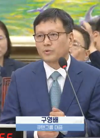 ▲구영배 큐텐그룹 대표가 7월 국회에 출석해 의원들 질의에 답변하는 모습. ⓒ국회방송