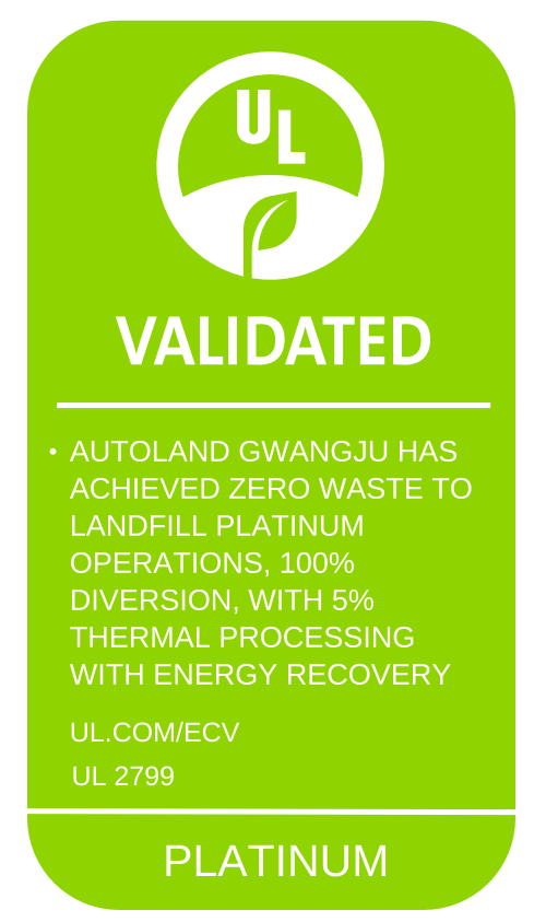 ▲‘폐기물 매립 제로’ 플래티넘 등급 검증 마크. ⓒ기아