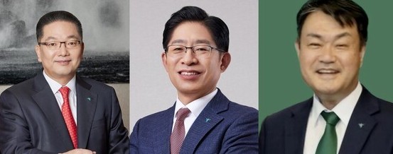 ▲이호성 하나은행장 후보(왼쪽부터), 강성묵 하나증권 대표, 성영수 하나카드 대표 후보. ⓒ하나금융