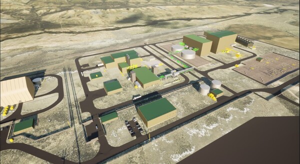 ▲테라파워가 미국 와이오밍주 캐머러시에 345메가와트(MW) 규모로 설치할 4세대 소듐냉각고속로(Sodium Fast Reactor, 이하 SFR) ‘나트륨(Natrium)’의 조감도 ⓒ HD현대