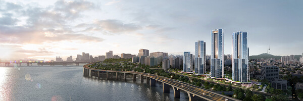 ▲용산 산호아파트 재건축 조감도. ⓒ롯데건설