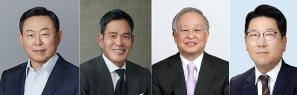 ▲(왼쪽부터) 신동빈 롯데그룹 회장, 정용진 신세계그룹 회장, 손경식 CJ그룹 회장, 정지선 현대백화점그룹 회장. ⓒ각사