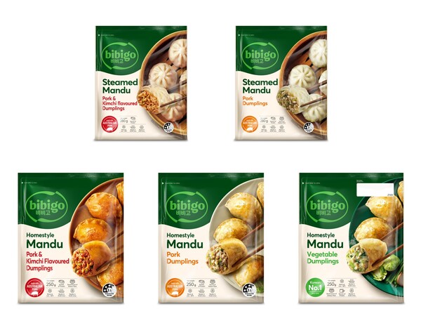 ▲CJ제일제당이 호주 IGA에서 판매하는 비비고 만두 5종. ⓒCJ제일제당