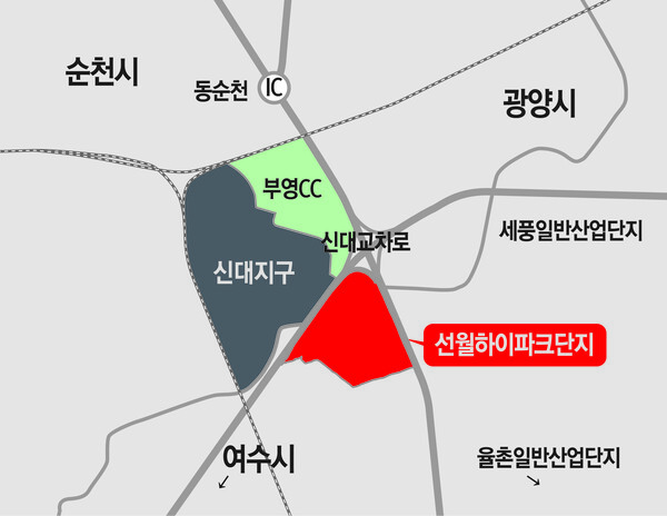 ▲선월하이파크단지 위치도. ⓒ중흥그룹