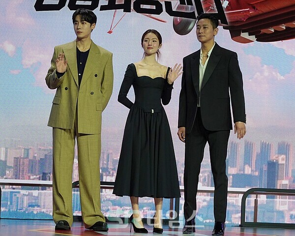 ▲'중증외상센터' 제작발표회에 참석한 추영우(왼쪽), 하영, 주지훈. ⓒ심우진 기자