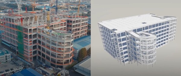 ▲PC공사 현황과 BIM모델의 디지털트윈. ⓒDL건설