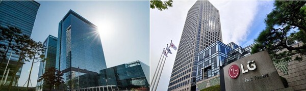 ▲(왼쪽부터) 서울 서초구 삼성전자사옥·서울 여의도 LG그룹 사옥. ⓒ각 사