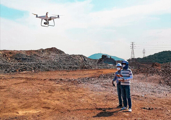 ▲호반건설의 드론 활용 모습. ⓒ호반건설