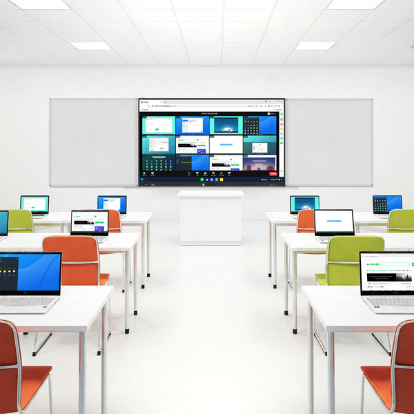 ▲웨일북과 현대아이티 전자칠판이 연동된 모습. ⓒ네이버