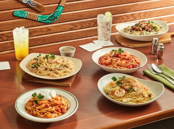 ▲트러플 머쉬룸 투움바 파스타(사진 왼쪽 상단)와 부라타 로제 투움바 파스타(왼쪽 하단). ⓒ아웃백