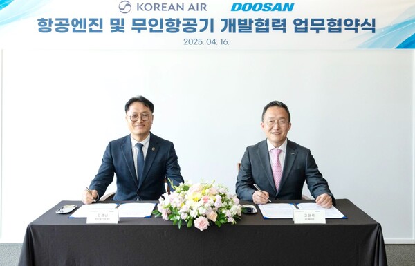 ▲대한항공이 국내 항공엔진 기술 개발과 무인 항공기 사업 확대를 위해 플랜트 전문 기업 두산에너빌리티와 기술 협력을 추진한다. ⓒ 대한항공