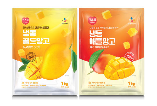 ▲이츠웰 냉동망고 신상품 2종. ⓒCJ프레시웨이