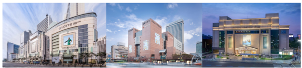 ▲(사진 왼쪽부터)롯데백화점 소공동 본점, 신세계백화점 강남점, 현대백화점 압구정본점. ⓒ각 사