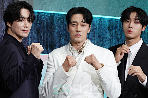 ▲'광장' 제작발표회에 참석한 이준혁, 소지섭, 추영우(사진 왼쪽부터). ⓒ심우진 기자