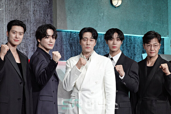 ▲'광장' 제작발표회에 참석한 공명, 이준혁, 소지섭, 추영우, 조한철(사진 왼쪽부터). ⓒ심우진 기자