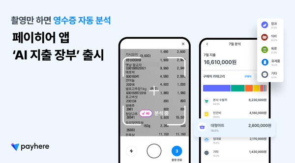 ▲페이히어 앱에 출시된 ‘AI 지출장부’. ⓒ페이히어