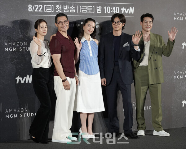 ▲'버터플라이' 내한 기자간담회에 참석한 김태희, 대니얼 대 킴, 레이나 하디스티, 김지훈, 션 리차드(사진 왼쪽부터). ⓒ심우진 기자