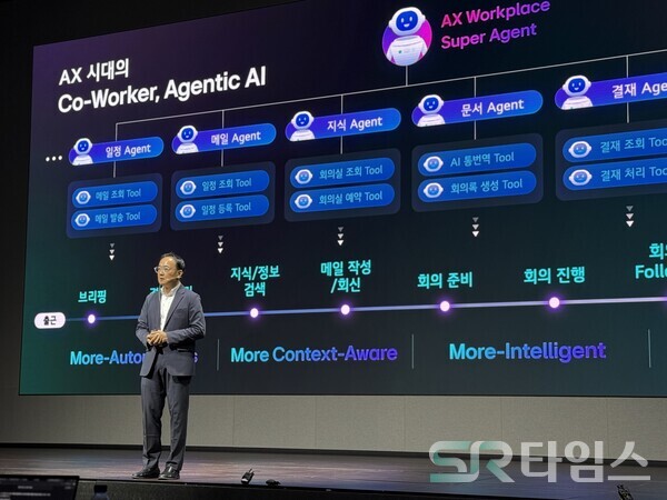 ▲이승찬 LG CNS 디지털AX담당 상무가 25일 마곡 LG사이언스파크에서 열린 'AX 미디어데이'에서 발표하고 있다. ⓒ윤서연 기자