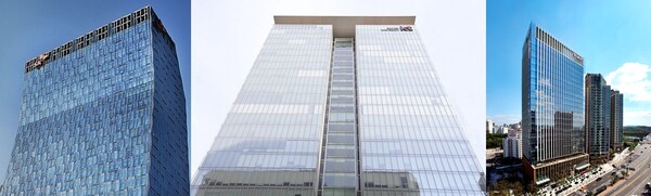 ▲(왼쪽부터) 서울 중구 SK텔레콤 사옥, 광화문 KT 이스트 사옥, 용산 LG유플러스 사옥. ⓒ각 사