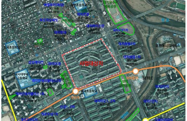 ▲강남구 대치동 316번지 일대 위치도. ⓒ서울시