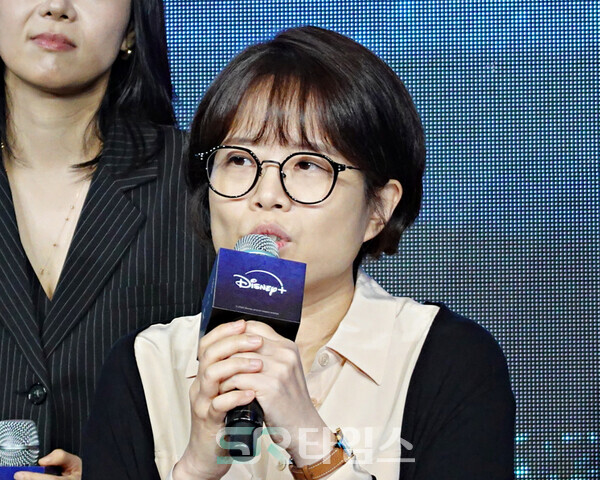 ▲'북극성' 제작발표회에 참석한 강동원, 전지현, 오정세, 김해숙, 유재명, 이미숙, 박해준, 이상희, 주종혁(사진 완쪽부터). ⓒ심우진 기자