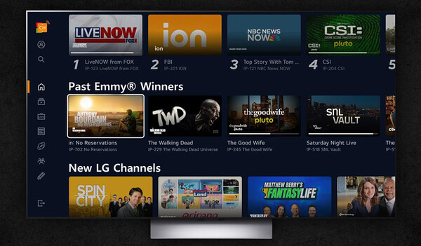 ▲역대 에미상 수상작에 편리하게 접근할 수 있는 전용 배너가 추가된 LG채널 메인 화면. ⓒLG전자
