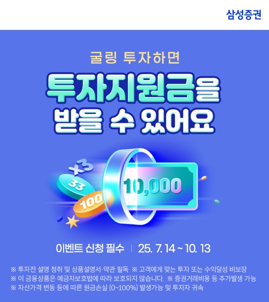 ▲삼성증권이 ETF를 활용해 포트폴리오를 자문해주는 서비스인 '로보굴링', '연금굴링' 투자 고객을 대상으로 10월 13일까지 이벤트를 진행한다고 밝혔다. ⓒ 삼성증권