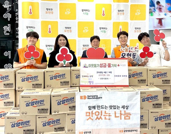 ▲익산공장 모현동 행정복지센터 기부 행사. ⓒ삼양식품