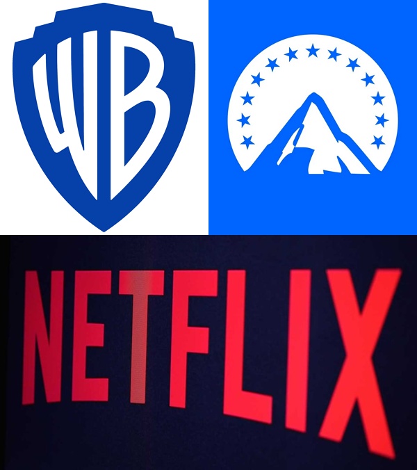 ▲워너브러더스, 파라마운트, 넷플릭스 로고(왼쪽 위부터 시계방향) . ⓒ각 사
