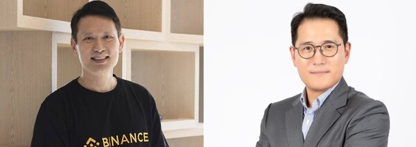 ▲리차드 텅 바이낸스 대표(왼쪽)와 조영중 스트리미 대표. ⓒ각 사