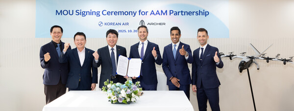 ▲대한항공은 미국 도심항공교통 선도 기업 아처 에비에이션(Archer Aviation·이하 아처)과 미래항공교통(AAM) 모델 공동 개발을 위한 양해각서(MOU)를 맺었다. ⓒ대한항공