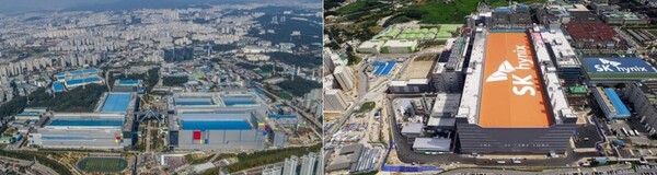▲삼성전자 화성 캠퍼스(왼쪽)와 SK하이닉스 이천 캠퍼스. ⓒ각