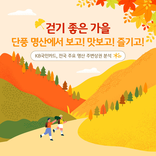 ▲KB국민카드, 걷기 좋은 가을 단풍 명산 분석.ⓒKB국민카드