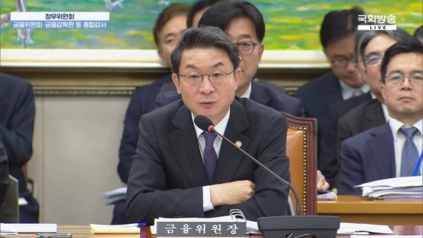 ▲이억원 금융위장이 27일 국회 정무위원회 국정감사에서 캄보디아 거래소로의 코인 송금 현황에 대해 설명하고 있다. 