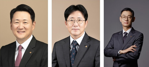 ▲왼쪽부터 김우석 ㈜한화 건설부문 대표이사 내정자, 양기원 한화임팩트 사업부문 대표이사 내정자, 김재현 한화세미텍 대표이사 내정자. ⓒ한화