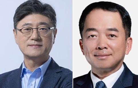 ▲정재헌 신임 SKT CEO(왼쪽)와 한명진 CIC CEO. ⓒSKT
