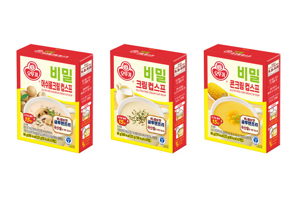 ▲오뚜기 비밀 컵스프 3종. ⓒ오뚜기