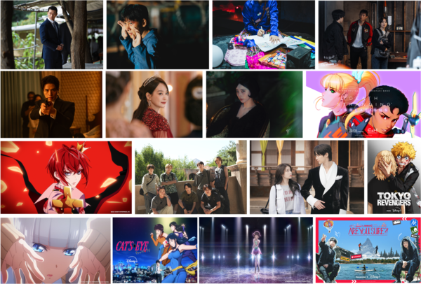 ▲월트디즈니 컴퍼니 아태지역 디즈니+ 오리지널 프리뷰에서 공개된 한국 및 일본 신작 라인업. ⓒ월트디즈니 컴퍼니