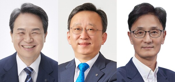 ▲(왼쪽부터) 진옥동 신한금융지주 회장, 정상혁 신한은행장, 이선훈 신한투자증권 사장. ⓒ각 사